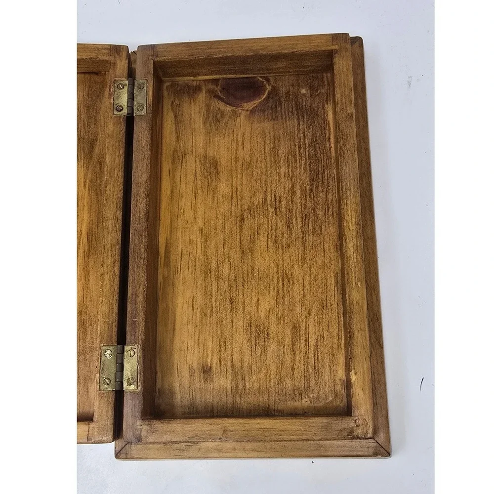 Vtg wooden casket style jewelry trinket box hinged oddity gothic dark‎ academia
